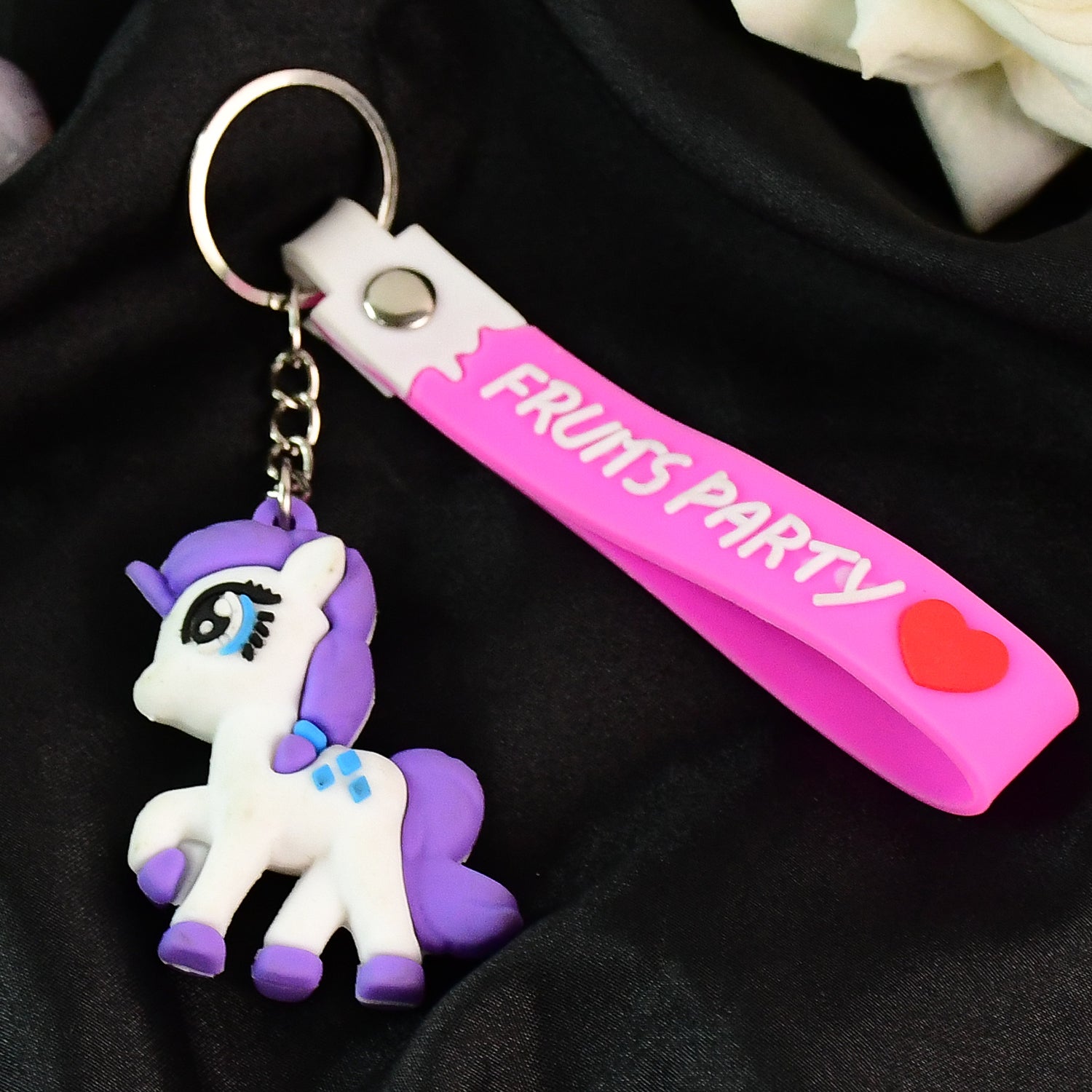Cute Cartoon Unicorn Keychain With Silicone Strap (1 Pc) Cute Cartoon Unicorn Keychain With Silicone Strap (1 Pc)